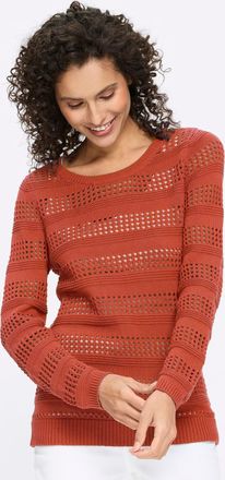 Heine Ajourpullover HEINE Pullover, Damen, Gr. 34, terra, 100% Baumwolle, unifarben, Pullover Ajourpullover