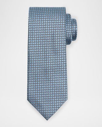 Ermenegildo Zegna Mens Geometric Net Jacquard Silk Tie