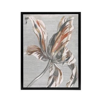 Artery8 Tulip Flower Bloom Floral Painting Teyler Black Framed Canvas Wall Art in White | Size: W24 x H32