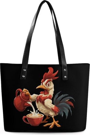 Generic Chicken Rooster Coffee Tote Bags for Women Cute Shoulder Purses Handbags