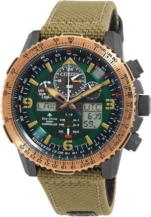 Citizen Promaster Skyhawk Perpetual Alarm World Time Chronograph GMT Analog-Digital Green Dial Mens Watch JY8074-11X