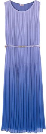 Oltre Pliss&eacute; Midi Jurk met Riem - Dames - Feestkleedjes - Paars - L - Polyester - Kleedjes