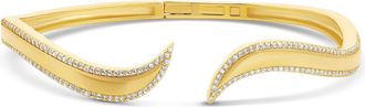 SHYMI Pave Outline Curl Cuff Bangle - 18K Gold-Filled, Rhodium Plated, Cubic Zirconia, Day to Night, Open Bangle