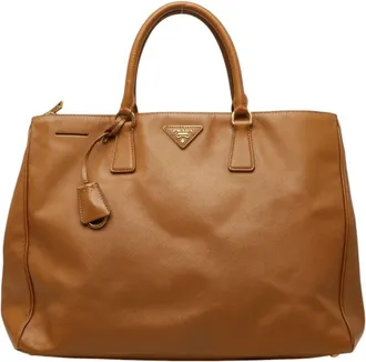Prada Brown Leather Handbag Tote Bag (Pre-Owned)
