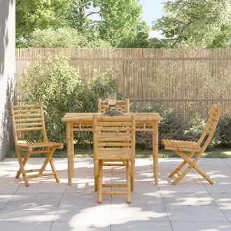 Berkfield Home 5 Piece Garden Dining Set Bamboo in Brown