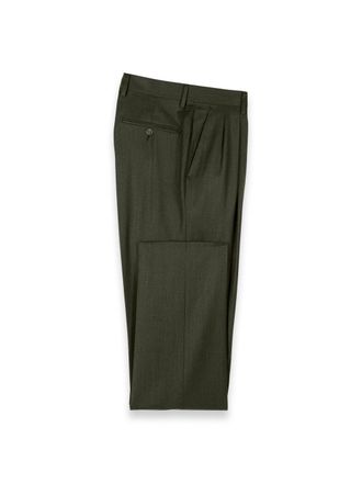 Paul Fredrick Wool Flannel Solid Pleated Pants
