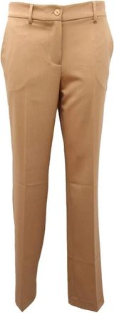 Twinset Wollen Blend Broek Goud-Beige - Dames - Straight fit broeken - Beige - S - Wol - Broeken
