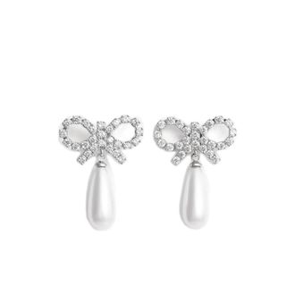 Self Portrait Bow Pearl-embellishment Earrings