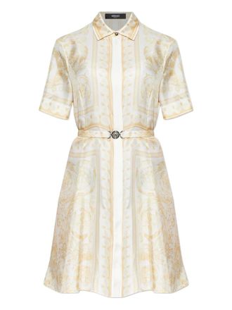 Versace Mini-jurk met ceintuur en print - Wit