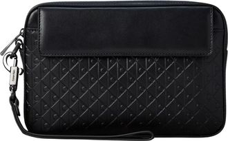 Calvin Klein Refined Emblem Mix Pouch - Heren - Toilettassen - Zwart - ONE Size - Leer - Tassen