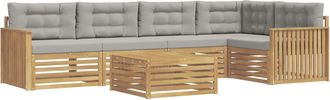 vidaXL Conjunto De Sof&aacute;s De Exterior 6 Uds. Blanco Y Gris Claro Vidaxl