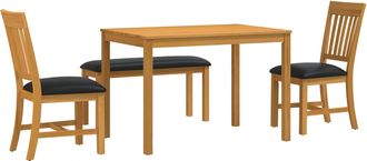 vidaXL Conjunto De Comedor 4 Uds. Negro Madera De Roble S&oacute;lido Vidaxl