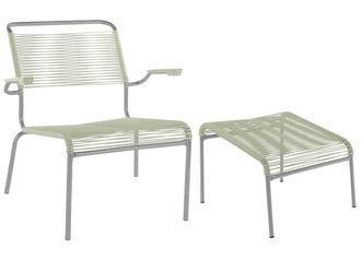 Schubiger M&ouml;bel Spaghetti-Lounger + Hocker S&auml;ntis mit Armlehnen