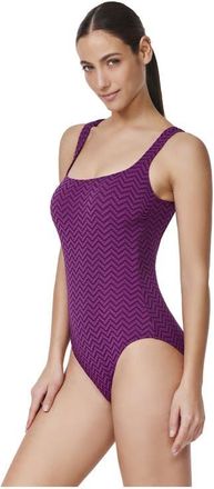 Gottex Medina Textured Square Neck One Piece in Wine at Nordstrom, Size 12