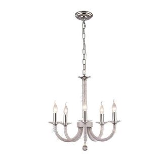 Netlighting Elena Ceiling Pendant Chandelier 5 Light Polished Chrome Crystal in Grey