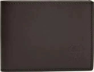 Brunello Cucinelli Mens Leather Debossed-Logo Bifold Wallet