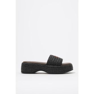 Bimba & Lola Raffia Platform Sandals in Black at Nordstrom, Size 37