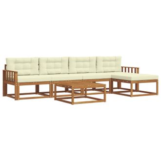 vidaXL Conjunto De Sof&aacute;s De Exterior Con Coj&iacute;n 6 Pcs Natural Y Crema Vidaxl