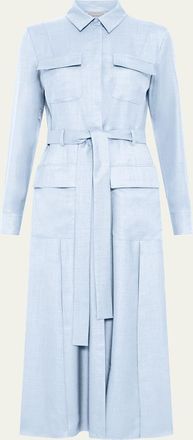 Gabriela Hearst Meyer Meyer Virgin Wool and Silk Belted Midi Shirtdress