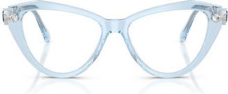 Swarovski 53mm Cat Eye Optical Glasses in Transparent Blue/Demo Lens at Nordstrom