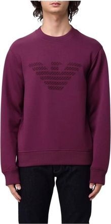 Emporio Armani Eagle-embleem Geborduurd Sweatshirt - Heren - Sweatshirts - Paars - L - Katoen - Hoodies & sweatvesten