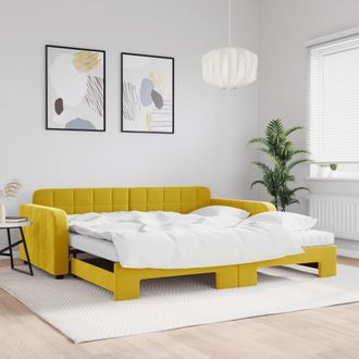 vidaXL Vidaxl - Sof&aacute; Cama Nido Con Colch&oacute;n Terciopelo Amarillo 100x200 Cm