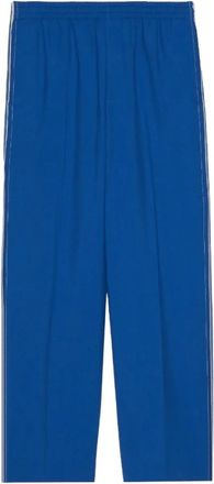 Gucci Logo-Patch Wide-Leg Broek - Heren - Wijde Broeken - Blauw - L - Wol - Broeken