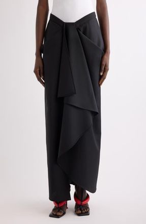 Givenchy Draped Wool & Mohair Column Skirt in Black at Nordstrom, Size 10 Us