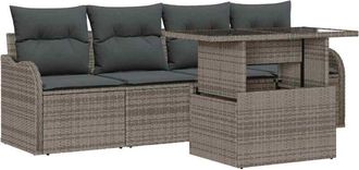 vidaXL Vidaxl - Garden Sofa Set with Cushion Manual 5 pcs Black 55 x 55 x 37 cm