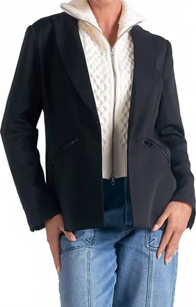 Elan Combo Blazer Sweater In Black