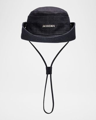 Jacquemus The de-Nimes Logo Cotton Denim Bucket Hat