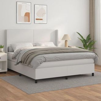 vidaXL Vidaxl - Cama Box Spring Con Colch&oacute;n Cuero Sint&eacute;tico Blanco 180x200 Cm