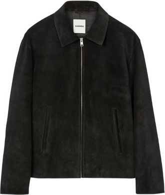 Sandro Giacca in pelle scamosciata con zip - Nero