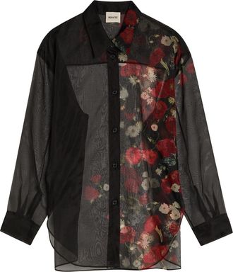 Khaite Goya Floral-print Silk-organza Shirt - Black - S (UK8-10 / S)