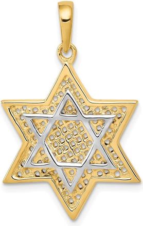 Diamond2Deal 14k Yellow Gold Rhodium Solid Mesh Star Of David Charm