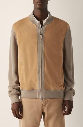 Ermenegildo Zegna Beige Cashmere & Suede Bomber Jacket at Nordstrom, Size 42 Us