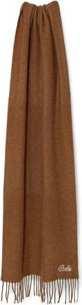 Bally logo-embroidered fringed scarf - Brown