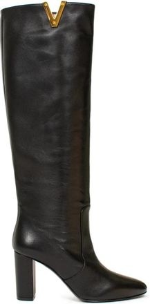 Via Roma 15 3865 Knee Boot - Dames - Laarzen met Hak - Zwart - 36 1/2 EU - Leer - Schoenen