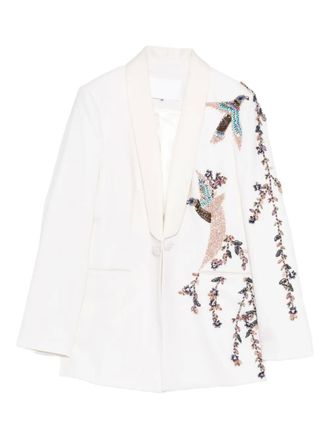 Costarellos beaded-embellishments bird-motif blazer - Neutrals