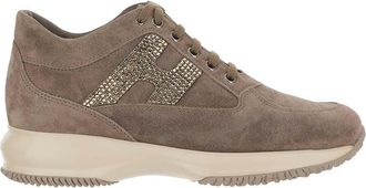 Hogan Brown Logo Lace-up Sneakers