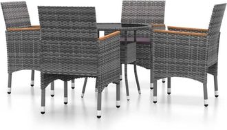 vidaXL Vidaxl - Juego De Comedor De Jard&iacute;n 5 Piezas Rat&aacute;n Sint&eacute;tico Gris