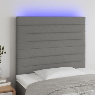 vidaXL Cabecero Con Luces Led Tela Gris Oscuro 80x5x118/128 Cm Vidaxl