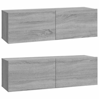 Berkfield Home Wall TV Cabinets 2 pcs Grey Sonoma 100x30x30 cm Engineered Wood | Size: 100 x 30 x 30 cm