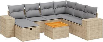 vidaXL Juego De Sof&aacute;s Jard&iacute;n Con Cojines Beige Mezcla 8 Pzas Rat&aacute;n Pe Vidaxl