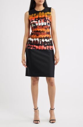 Anne Klein Print Sleeveless Sheath Dress in Anne Black Multi at Nordstrom, Size 10P