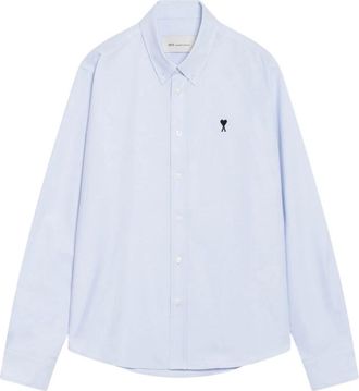 Ami Quota Classic Fit Shirt met Contrasterende Details - Heren - Casual Overhemden - Blauw - M - Katoen - Overhemden