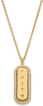 Nadri Faith Cubic Zirconia Dogtag Pendant Necklace in Gold at Nordstrom