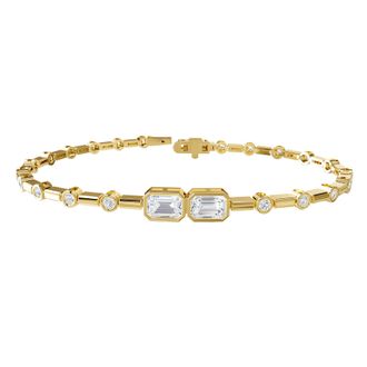 Diamond2Deal 14k Yellow Gold 2 Carat Radiant Cut Lab Grown Diamond Bangle Bracelet 7