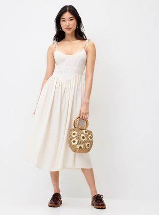 Twik Womens Corset faux-denim maxi dress