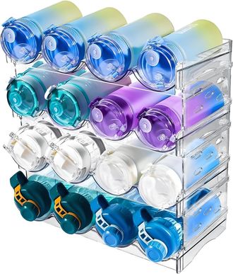 OEM Botellero Apilable De 4 Piezas Para Nevera, Soporte Para Puerta, Estante Vertical Para Botellas De Vino Y Agua, Soporte De Pl&aacute;stico Para Botellas, Cap